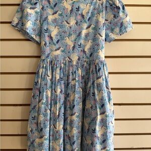 Mini Boden Blue Unicorn Pattern Dress